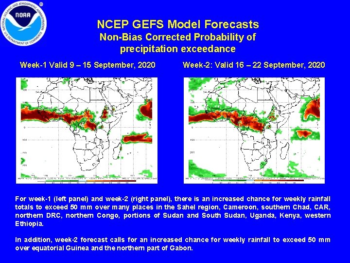 NCEP GEFS Model Forecasts Non-Bias Corrected Probability of precipitation exceedance Week-1 Valid 9 –