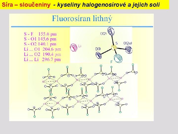 Síra – sloučeniny - kyseliny halogenosírové a jejich soli 