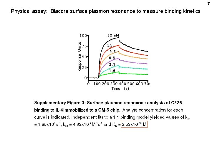 7 Physical assay: Biacore surface plasmon resonance to measure binding kinetics 