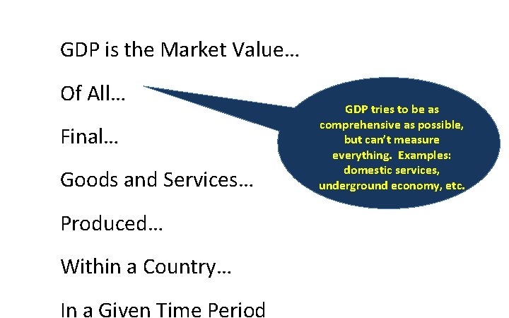 GDP is the Market Value… Of All… Final… Goods and Services… Produced… Within a