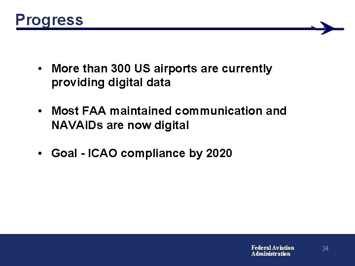 Progress • More than 300 US airports are currently providing digital data • Most