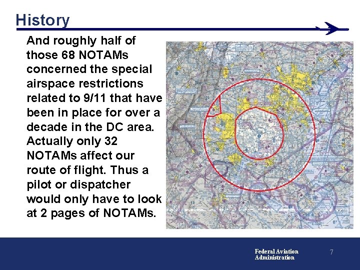 History And roughly half of those 68 NOTAMs concerned the special airspace restrictions related