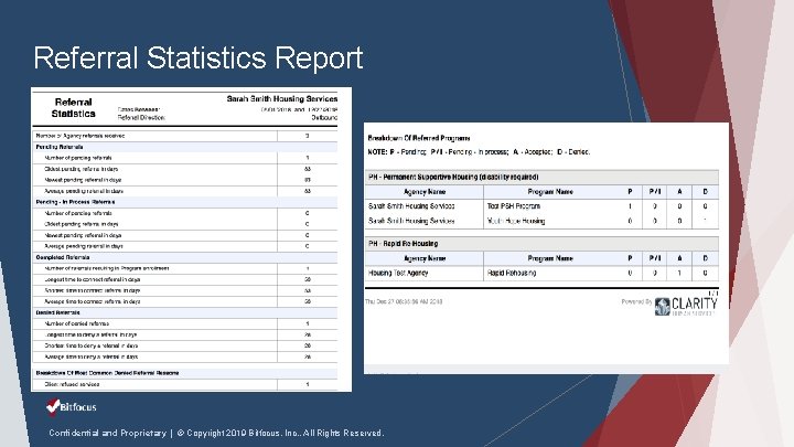 Referral Statistics Report Confidential and Proprietary | © Copyright 2019 Bitfocus, Inc. , All