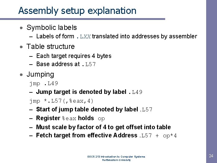 Assembly setup explanation Symbolic labels – Labels of form. LXX translated into addresses by Assembly setup explanation Symbolic labels – Labels of form. LXX translated into addresses by
