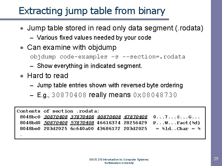 Extracting jump table from binary Jump table stored in read only data segment (. Extracting jump table from binary Jump table stored in read only data segment (.