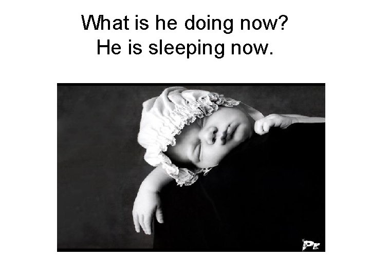 What is he doing now? He is sleeping now. 