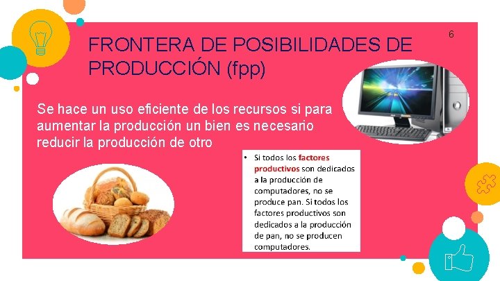 FRONTERA DE POSIBILIDADES DE PRODUCCIÓN (fpp) Se hace un uso eficiente de los recursos