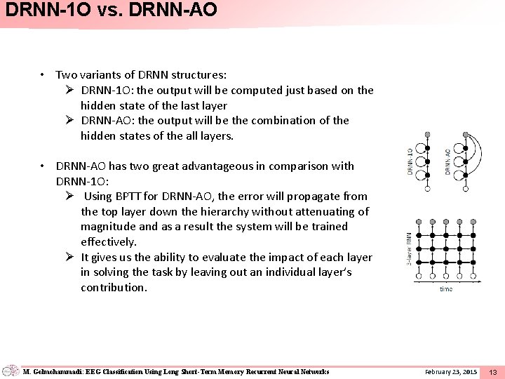 DRNN-1 O vs. DRNN-AO • Two variants of DRNN structures: Ø DRNN-1 O: the