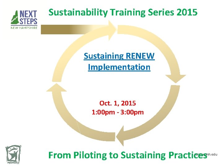 Sustainability Training Series 2015 Sustaining RENEW Implementation Oct. 1, 2015 1: 00 pm -