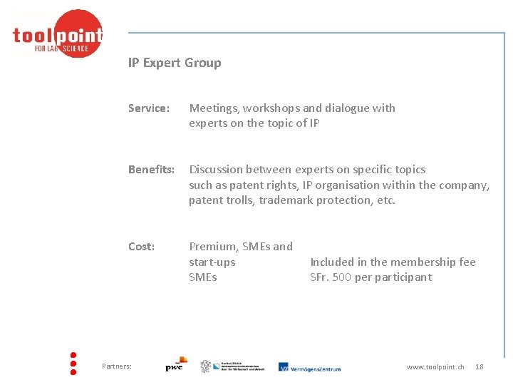 IP Expert Group Service: Meetings, workshops and dialogue with experts on the topic of