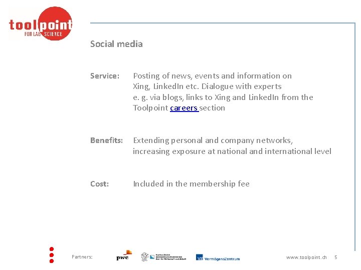 Social media Service: Posting of news, events and information on Xing, Linked. In etc.