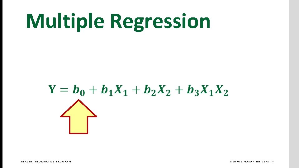 Multiple Regression HEALTH INFORMATICS PROGRAM GEORGE MASON UNIVERSITY 