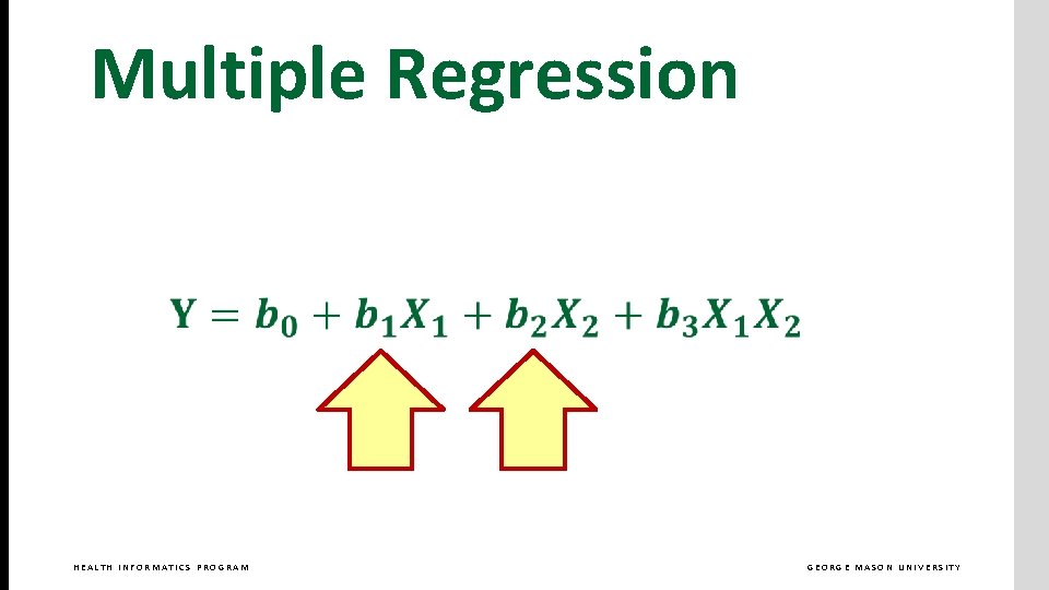 Multiple Regression HEALTH INFORMATICS PROGRAM GEORGE MASON UNIVERSITY 