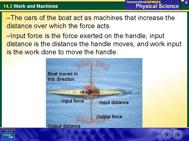 14. 2 Work and Machines –The oars of the boat act as machines that 14. 2 Work and Machines –The oars of the boat act as machines that