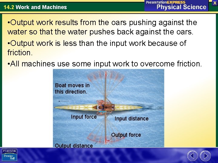 14. 2 Work and Machines • Output work results from the oars pushing against 14. 2 Work and Machines • Output work results from the oars pushing against