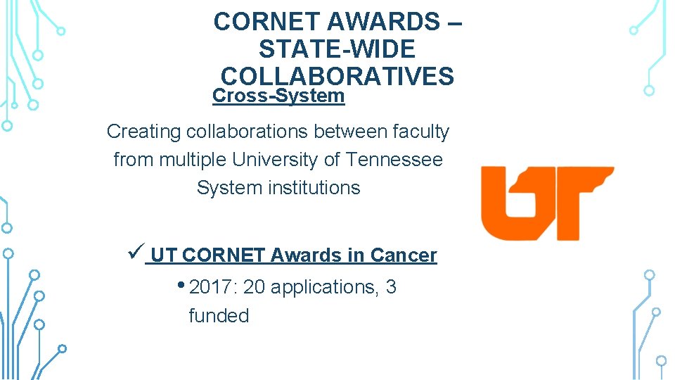 CORNET AWARDS – STATE-WIDE COLLABORATIVES Cross-System Creating collaborations between faculty from multiple University of