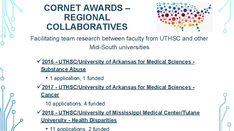 CORNET AWARDS – REGIONAL COLLABORATIVES Facilitating team research between faculty from UTHSC and other
