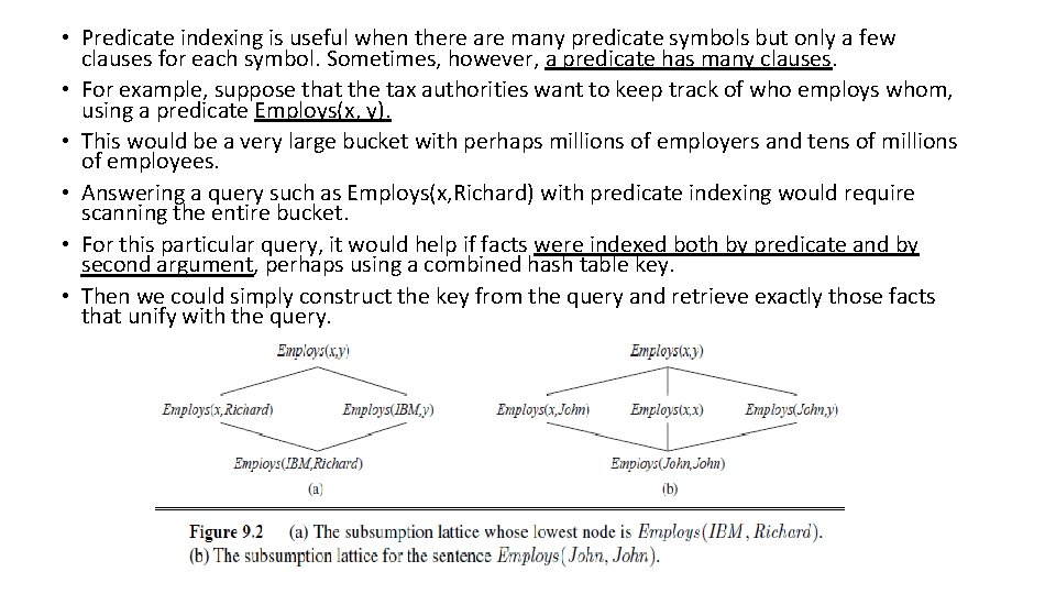 • Predicate indexing is useful when there are many predicate symbols but only