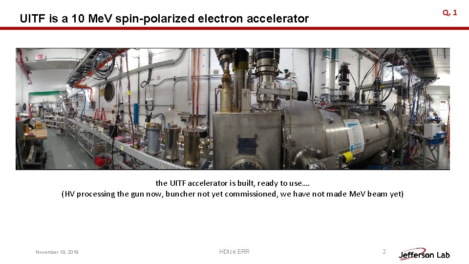 Q. 1 UITF is a 10 Me. V spin-polarized electron accelerator the UITF accelerator