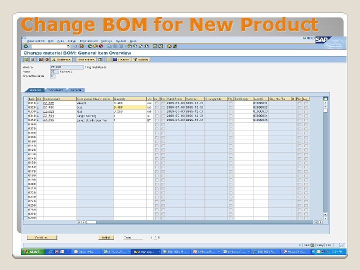 Change BOM for New Product 10 
