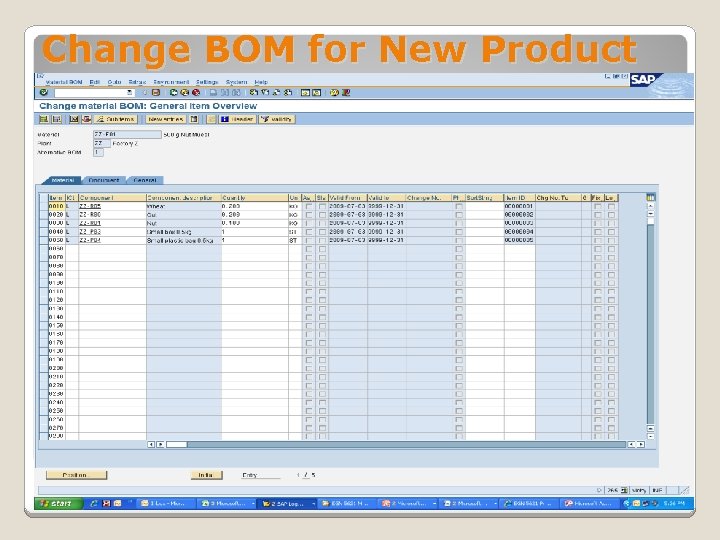 Change BOM for New Product 11 