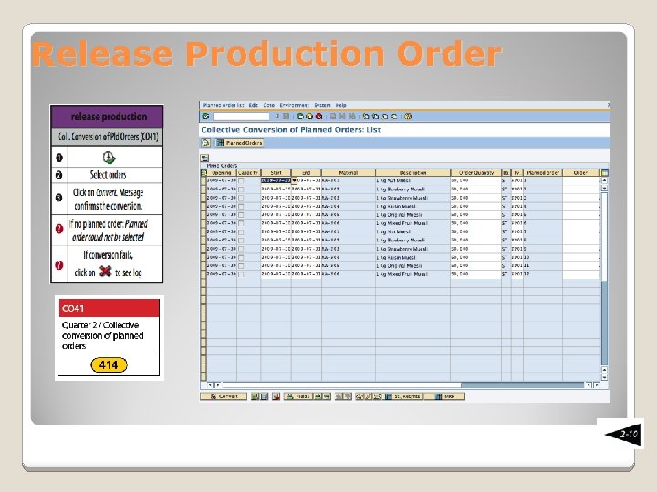 Release Production Order 