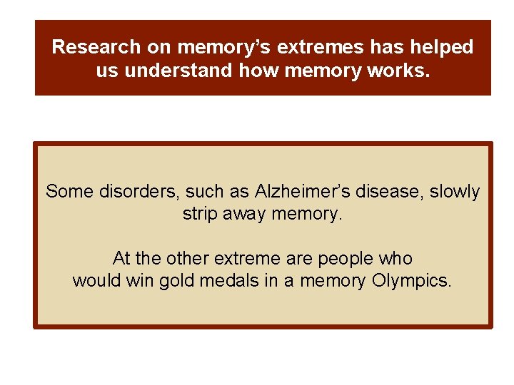 Research on memory’s extremes has helped us understand how memory works. Some disorders, such