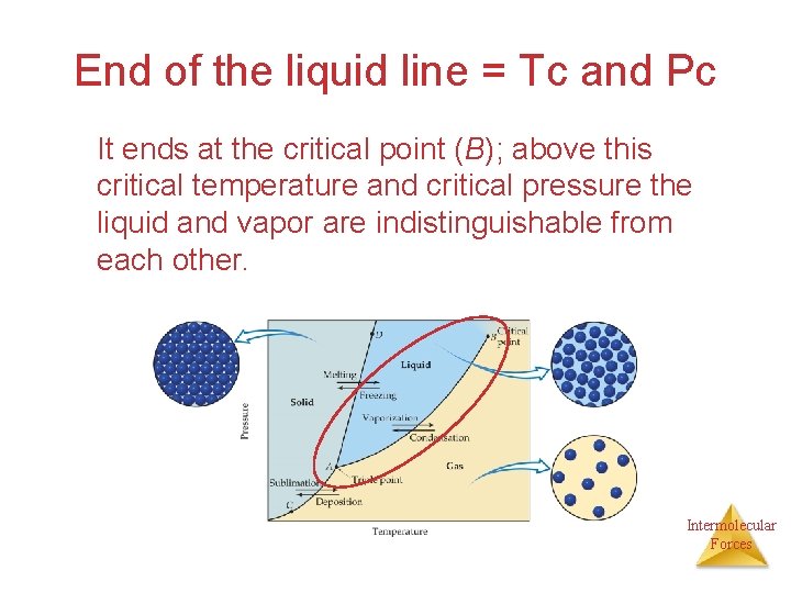 End of the liquid line = Tc and Pc It ends at the critical