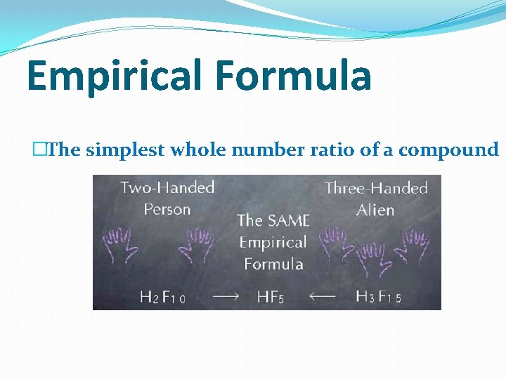 Empirical Formula �The simplest whole number ratio of a compound 