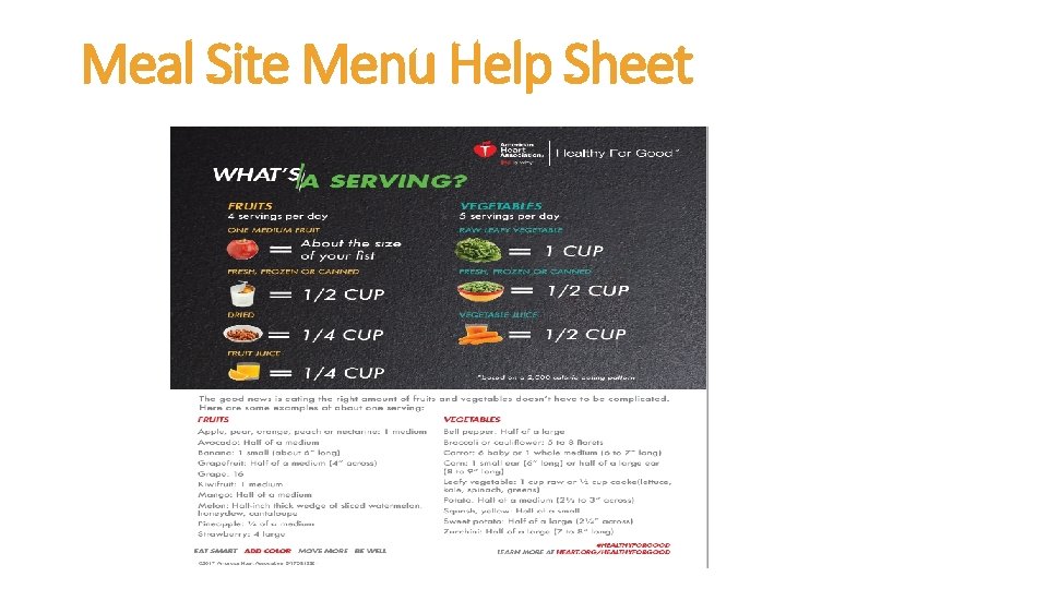 Meal Site Menu Help Sheet 