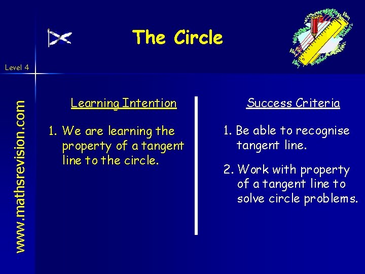 The Circle www. mathsrevision. com Level 4 Learning Intention 1. We are learning the