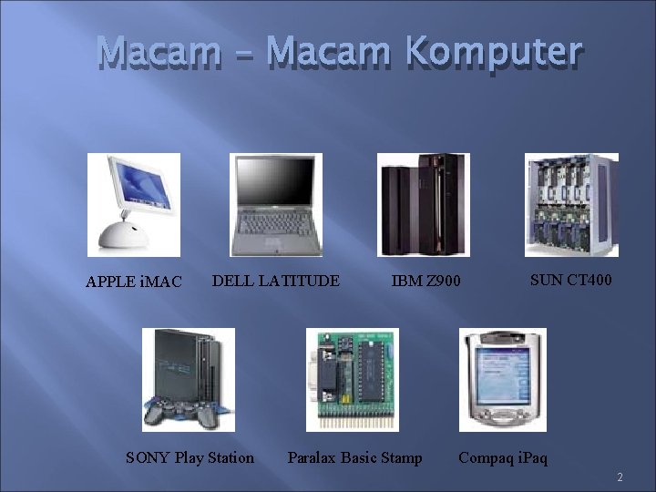 Macam – Macam Komputer APPLE i. MAC DELL LATITUDE SONY Play Station IBM Z