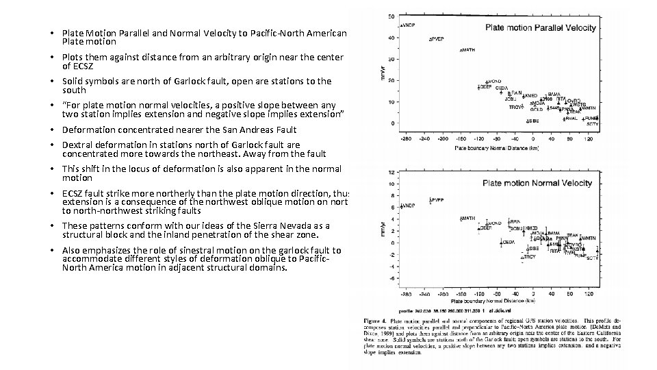  • Plate Motion Parallel and Normal Velocity to Pacific-North American Plate motion •