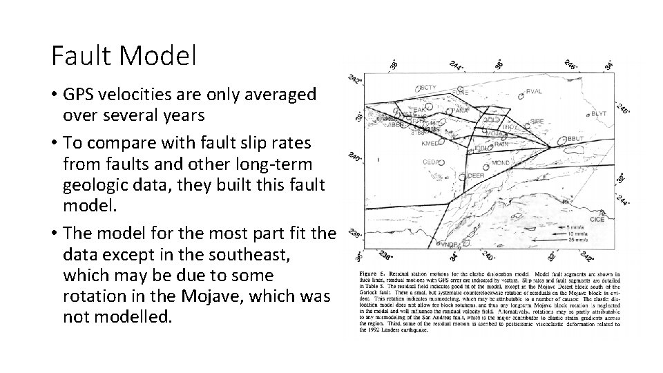 Fault Model • GPS velocities are only averaged over several years • To compare
