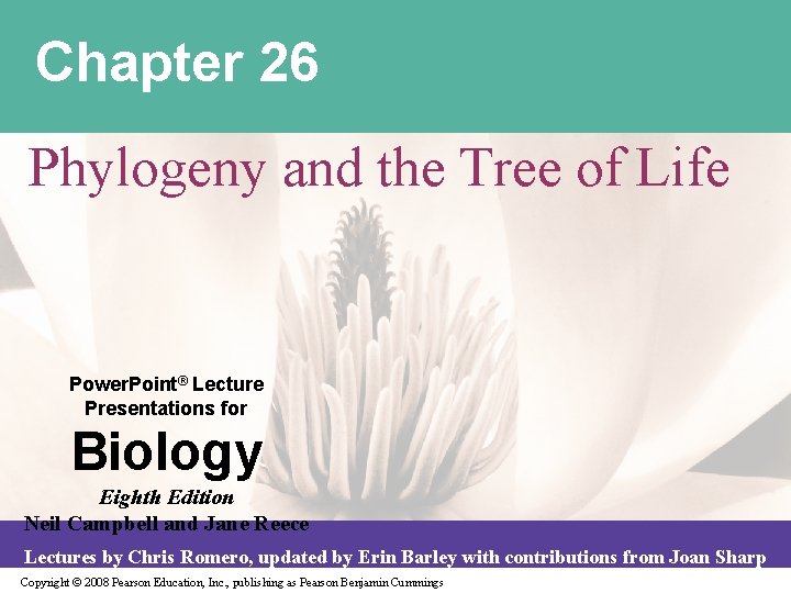 Chapter 26 Phylogeny and the Tree of Life Power. Point® Lecture Presentations for Biology