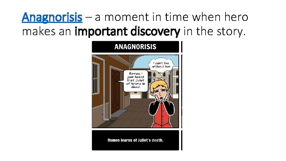 Anagnorisis – a moment in time when hero makes an important discovery in the