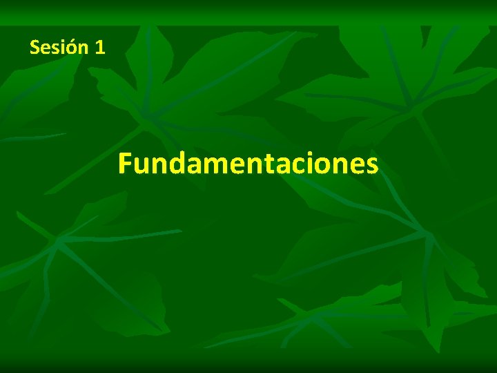 Sesión 1 Fundamentaciones 