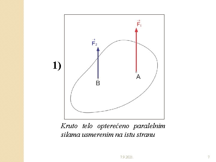 1) Kruto telo opterećeno paralelnim silama usmerenim na istu stranu 7. 9. 2021. 7