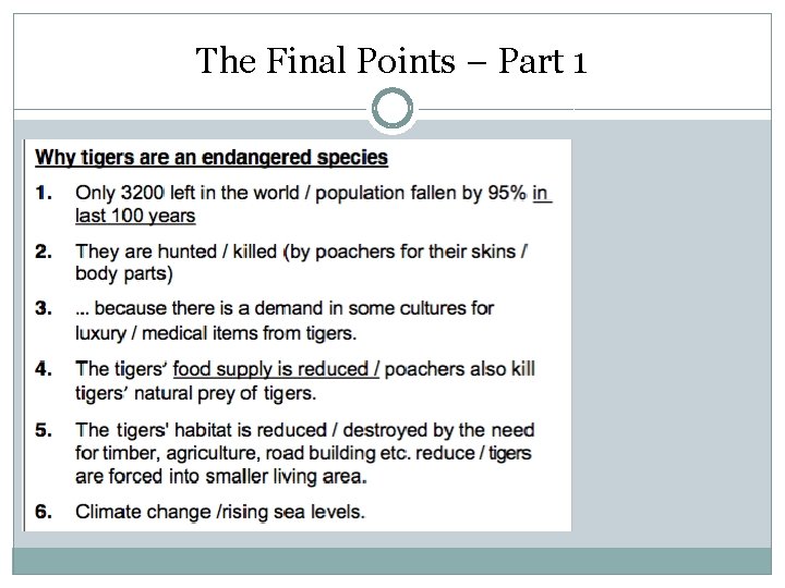 The Final Points – Part 1 