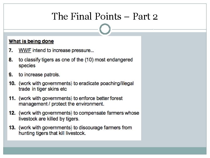 The Final Points – Part 2 