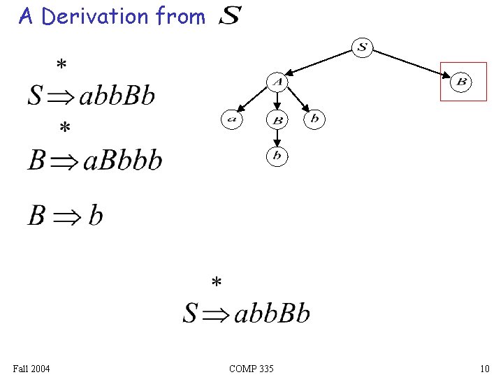 A Derivation from Fall 2004 COMP 335 10 