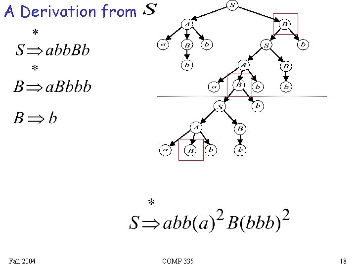 A Derivation from Fall 2004 COMP 335 18 
