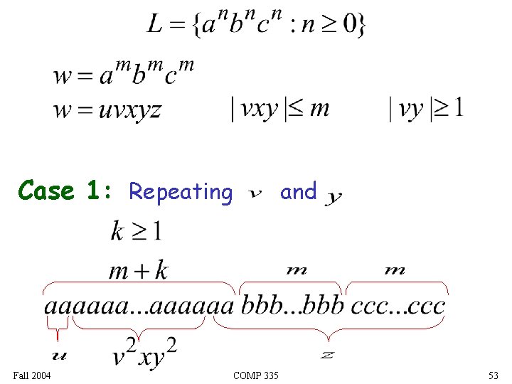 Case 1: Repeating Fall 2004 and COMP 335 53 