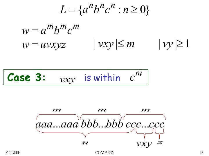 Case 3: Fall 2004 is within COMP 335 58 