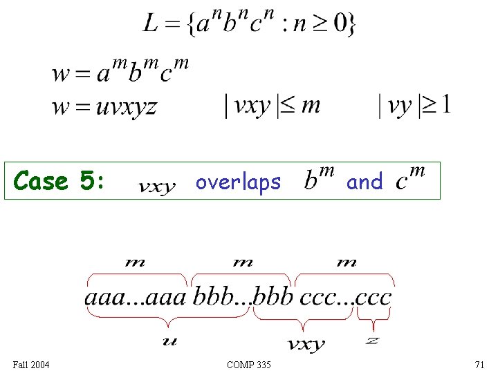 Case 5: Fall 2004 overlaps COMP 335 and 71 