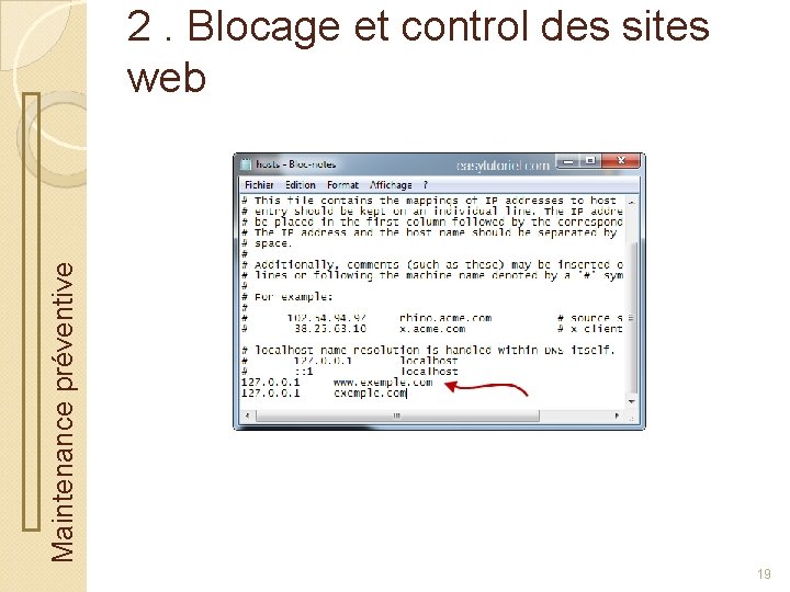 Maintenance préventive 2. Blocage et control des sites web 19 