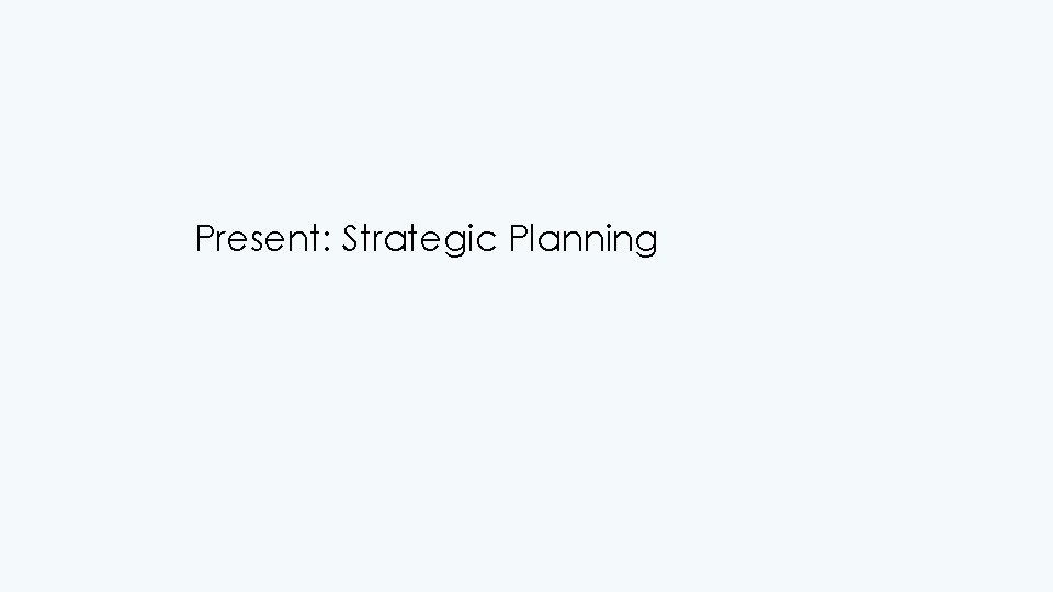 Present: Strategic Planning 