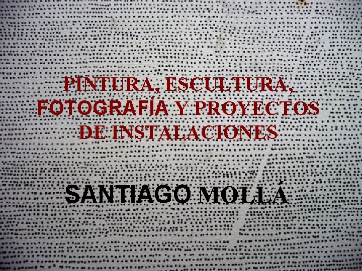 PINTURA, ESCULTURA, FOTOGRAFÍA Y PROYECTOS DE INSTALACIONES SANTIAGO MOLLÁ 