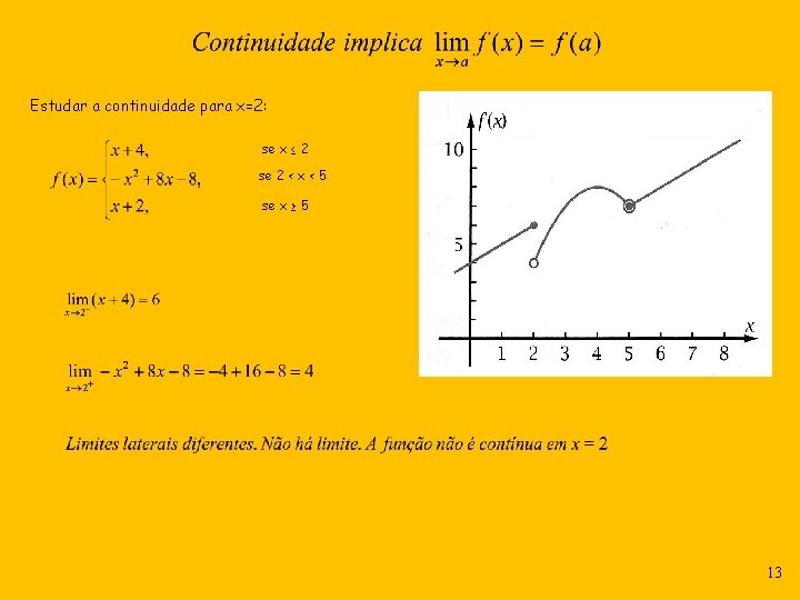 Estudar a continuidade para x=2: se x ≤ 2 se 2 < x <