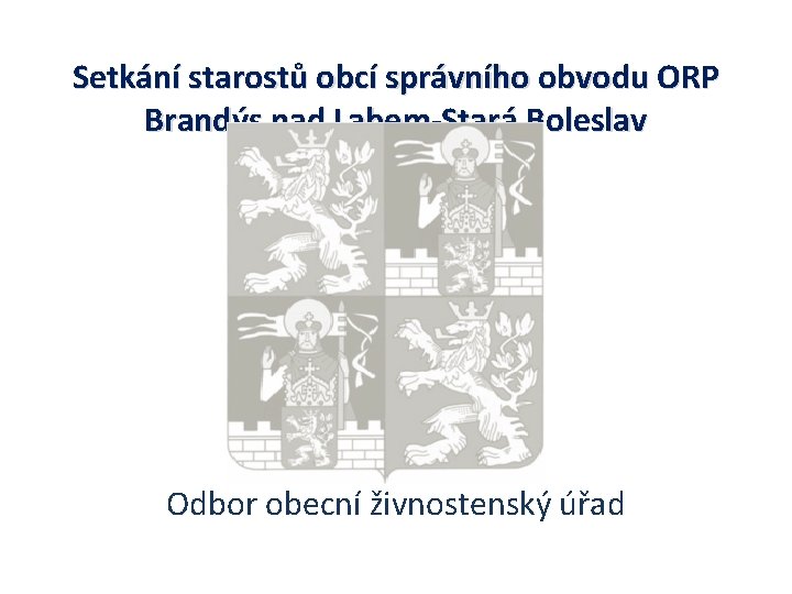 Setkání starostů obcí správního obvodu ORP Brandýs nad Labem-Stará Boleslav Odbor obecní živnostenský úřad